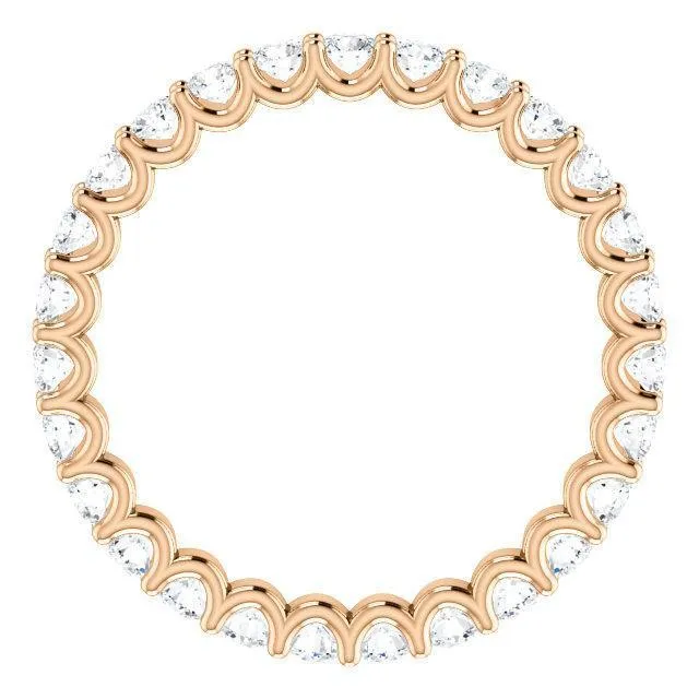 Rings Fire Brilliance Prestine Diamond or Moissanite Full Eternity UShaped Scalloped Double Shared Prong Band