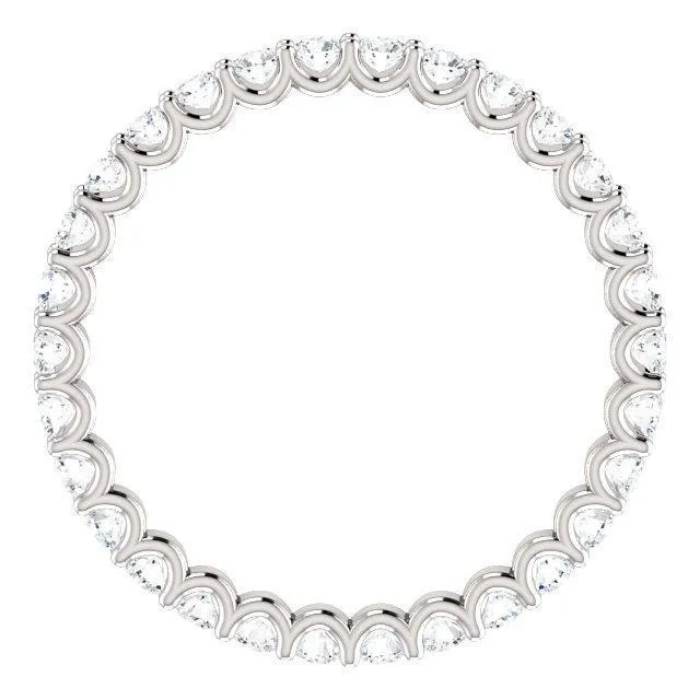 Rings Fire Brilliance Prestine Diamond or Moissanite Full Eternity UShaped Scalloped Double Shared Prong Band