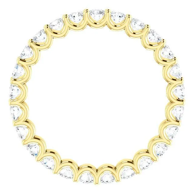 Rings Fire Brilliance Prestine Diamond or Moissanite Full Eternity UShaped Scalloped Double Shared Prong Band