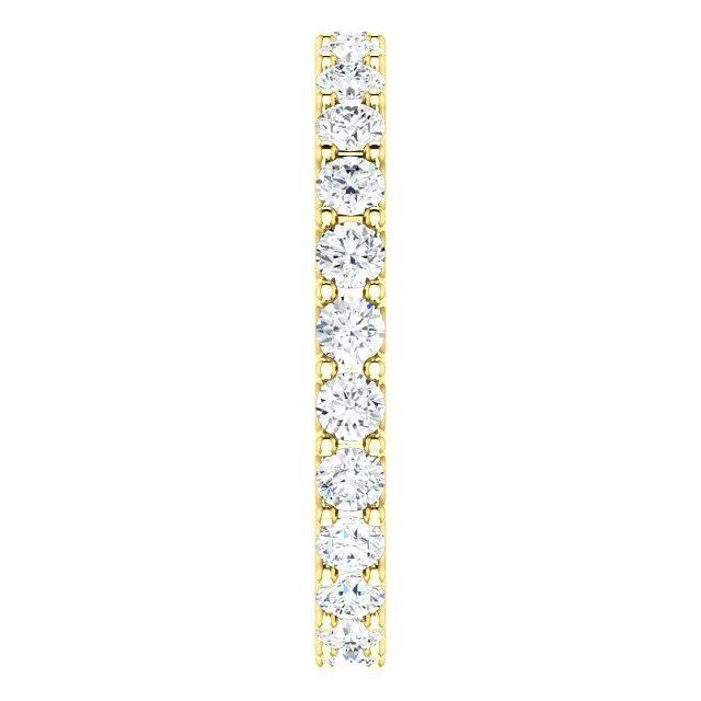 Rings Fire Brilliance Prestine Diamond or Moissanite Full Eternity UShaped Scalloped Double Shared Prong Band