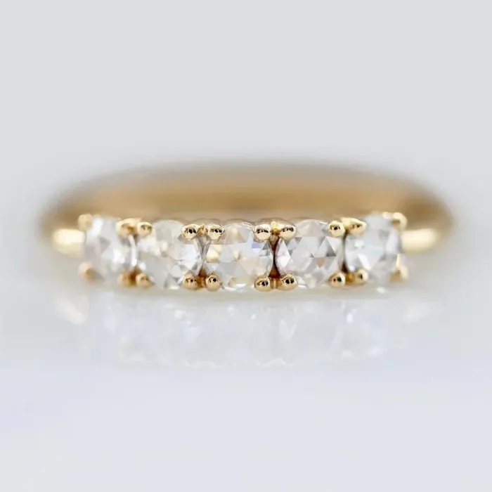 Rings Made By Gem Breakfast Love Story Five Stone Rose Cut Diamond Band