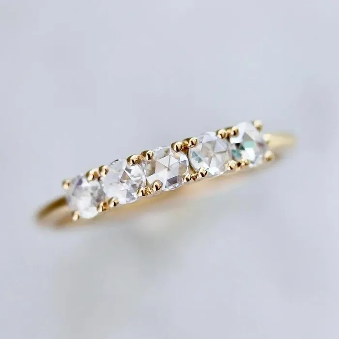 Rings Made By Gem Breakfast Love Story Five Stone Rose Cut Diamond Band