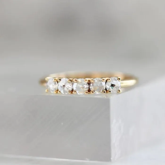 Rings Made By Gem Breakfast Love Story Five Stone Rose Cut Diamond Band