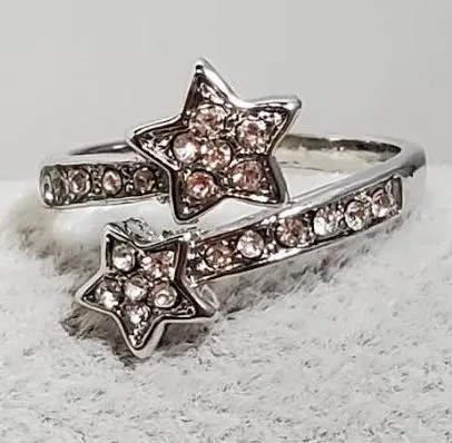 Rings R710 Silver Rhinestone Star Ring alice