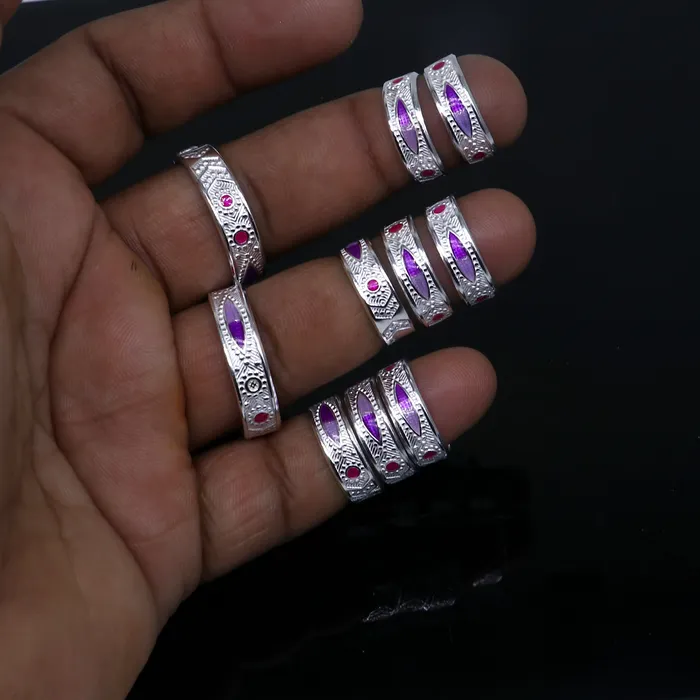 Rings TRIBAL ORNAMENTS 925 sterling silver handmade adjustable fabulous unique design toe ring tribal belly dance jewelry from India toer151