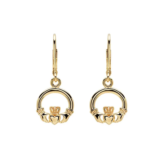Shanore Earrings 14KT Gold Vermeil Drop Claddagh Earrings