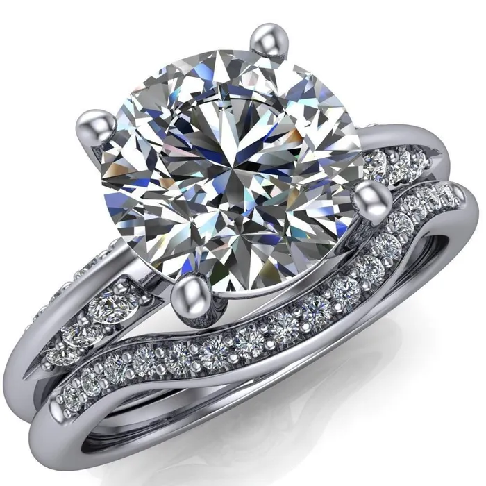 Sharon Round Center Stone Timeless Quad Diamonds Design Engagement Ring Fire Brilliance Rings Sharon Round Center Stone Timeless Quad Diamonds Design Engagement Ring Fire Brilliance Rings