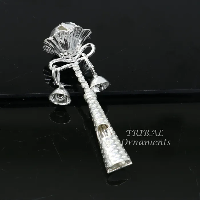 Solid sterling silver handmade design new born baby gifting bells toy baby krishna gifting toy silver whistle silver temple article su862 TRIBAL ORNAMENTS Necklaces