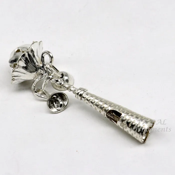 Solid sterling silver handmade design new born baby gifting bells toy baby krishna gifting toy silver whistle silver temple article su862 TRIBAL ORNAMENTS Necklaces