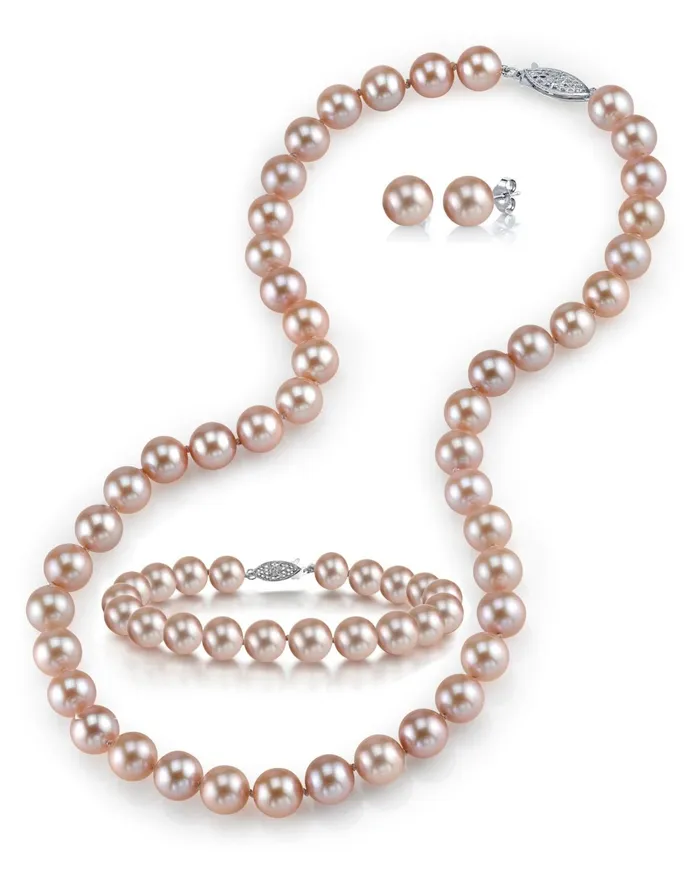 spt Bracelets 7075mm Pink Freshwater Pearl Necklace Bracelet Earrings