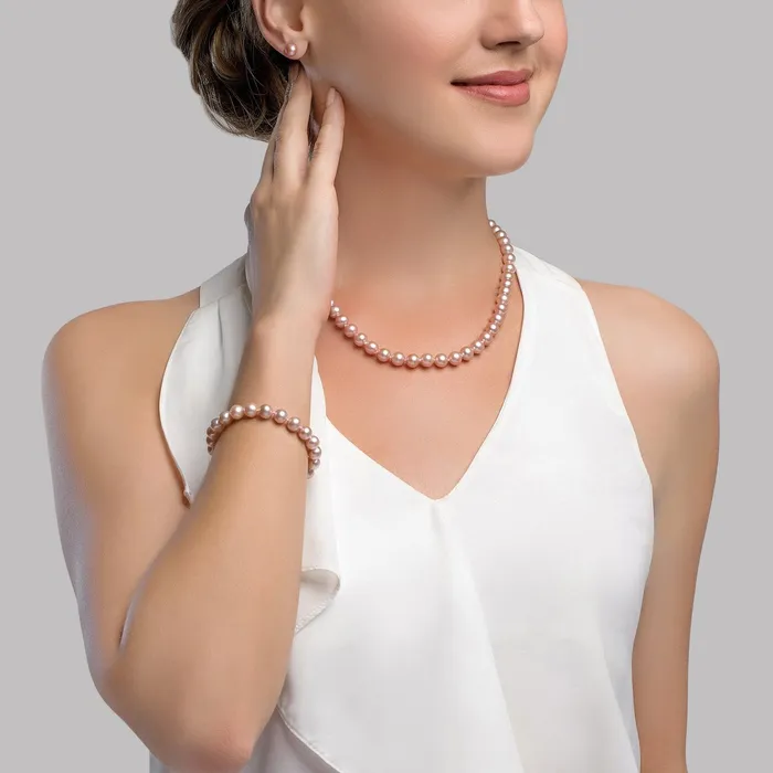 spt Bracelets 7075mm Pink Freshwater Pearl Necklace Bracelet Earrings