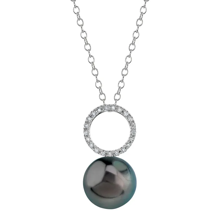 spt Tahitian South Sea Pearl Diamond Maya Pendant Necklaces