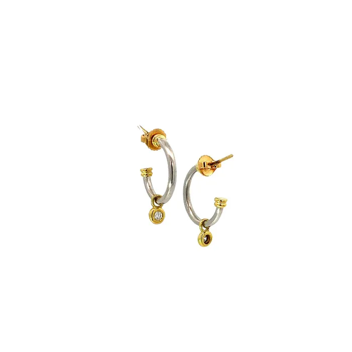 STORE 5a PreOwned TwoTone Diamond Hoop Earrings Earrings