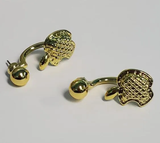 Susan Earrings E605 Gold Apple Peek a Boo Earrings