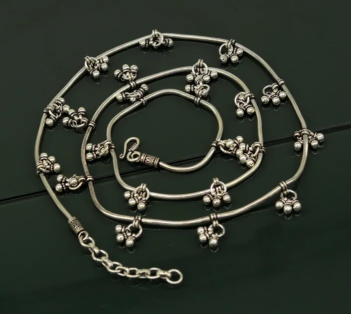 TRIBAL ORNAMENTS 345 to 365 925 sterling silver handmade vintage design customized snake chain belly chain waist chain sari chain wedding jewelry wch07 Rings