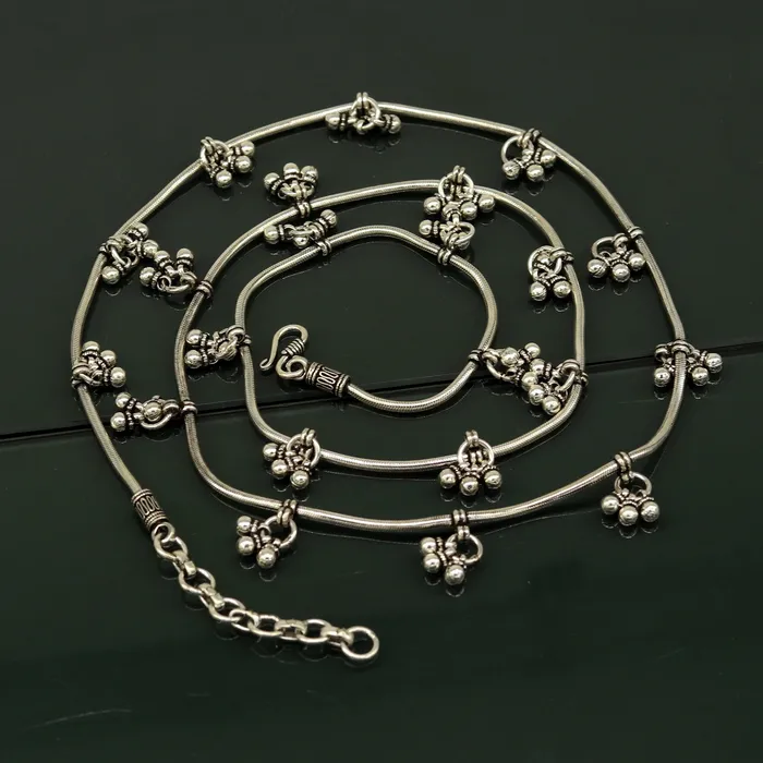 TRIBAL ORNAMENTS 345 to 365 925 sterling silver handmade vintage design customized snake chain belly chain waist chain sari chain wedding jewelry wch07 Rings