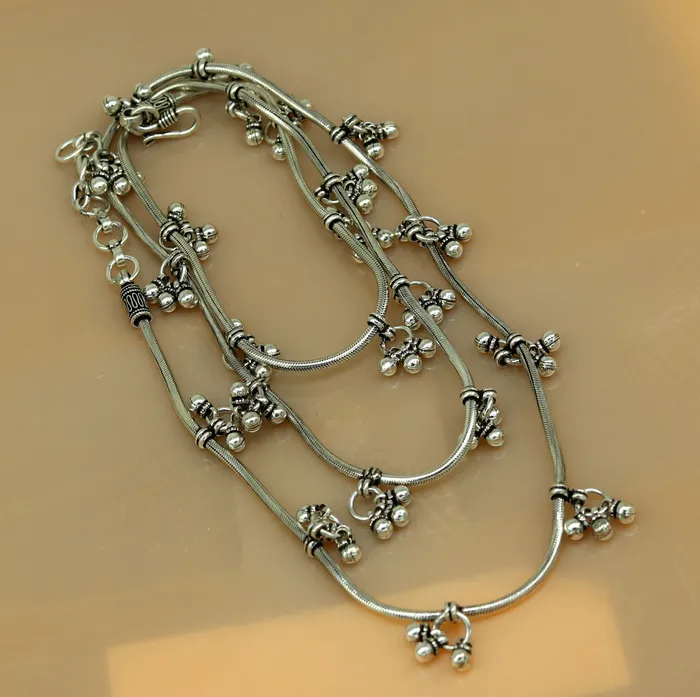 TRIBAL ORNAMENTS 345 to 365 925 sterling silver handmade vintage design customized snake chain belly chain waist chain sari chain wedding jewelry wch07 Rings