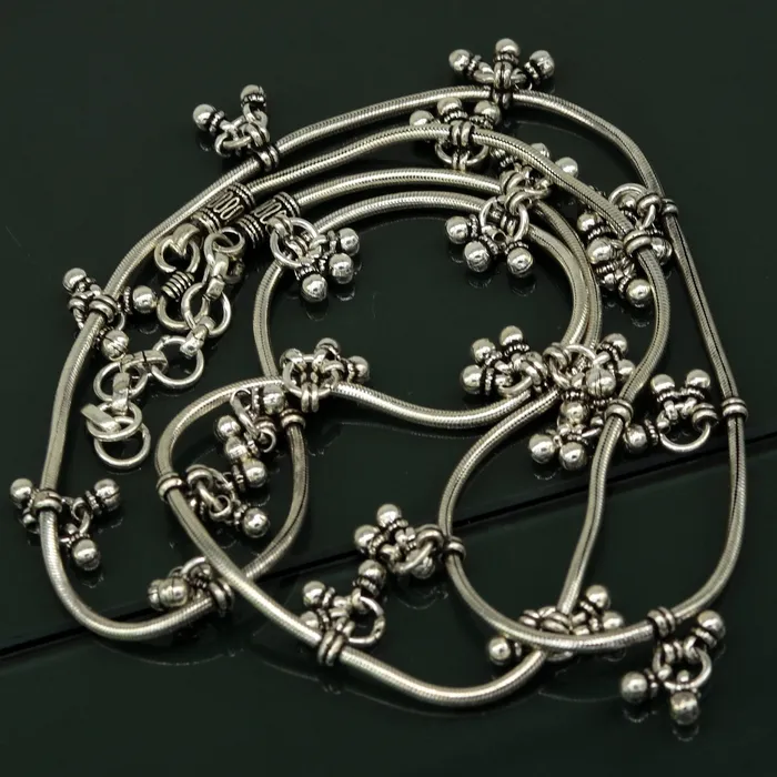 TRIBAL ORNAMENTS 345 to 365 925 sterling silver handmade vintage design customized snake chain belly chain waist chain sari chain wedding jewelry wch07 Rings