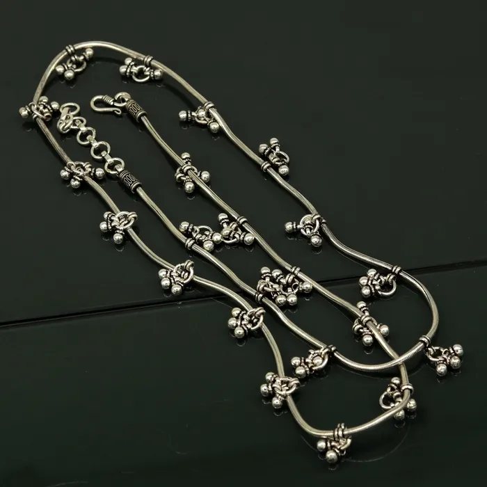 TRIBAL ORNAMENTS 345 to 365 925 sterling silver handmade vintage design customized snake chain belly chain waist chain sari chain wedding jewelry wch07 Rings