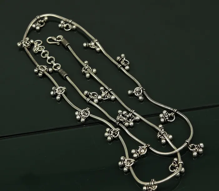 TRIBAL ORNAMENTS 345 to 365 925 sterling silver handmade vintage design customized snake chain belly chain waist chain sari chain wedding jewelry wch07 Rings