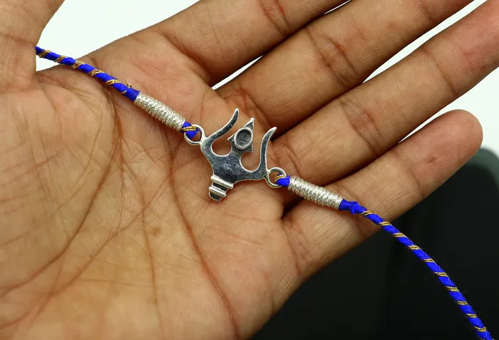 TRIBAL ORNAMENTS Bracelets 925 sterling silver handmade Trident trishul design Rakhi Bracelet amazing stylish gift for Rakshabandhan rk62
