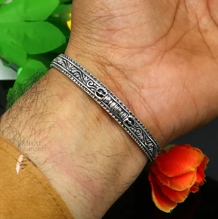 TRIBAL ORNAMENTS Bracelets 925 sterling silver handmade vintage VAJRA design Divine Bangle cuff bracelet kada best unisex tribal gifting jewelry cuff115