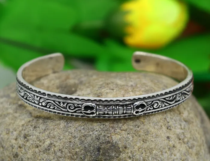 TRIBAL ORNAMENTS Bracelets 925 sterling silver handmade vintage VAJRA design Divine Bangle cuff bracelet kada best unisex tribal gifting jewelry cuff115