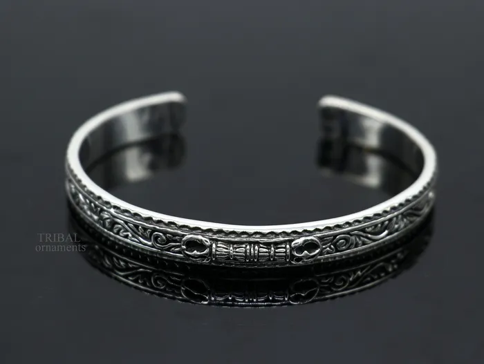 TRIBAL ORNAMENTS Bracelets 925 sterling silver handmade vintage VAJRA design Divine Bangle cuff bracelet kada best unisex tribal gifting jewelry cuff115