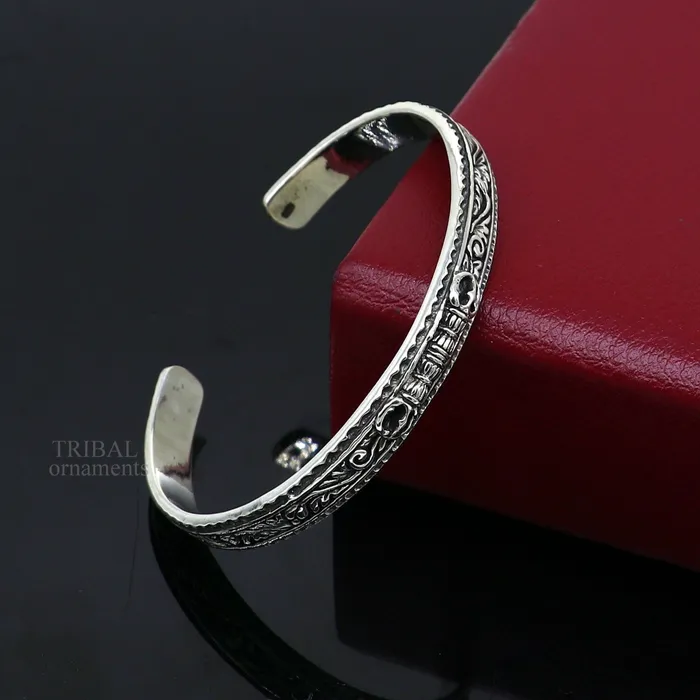 TRIBAL ORNAMENTS Bracelets 925 sterling silver handmade vintage VAJRA design Divine Bangle cuff bracelet kada best unisex tribal gifting jewelry cuff115