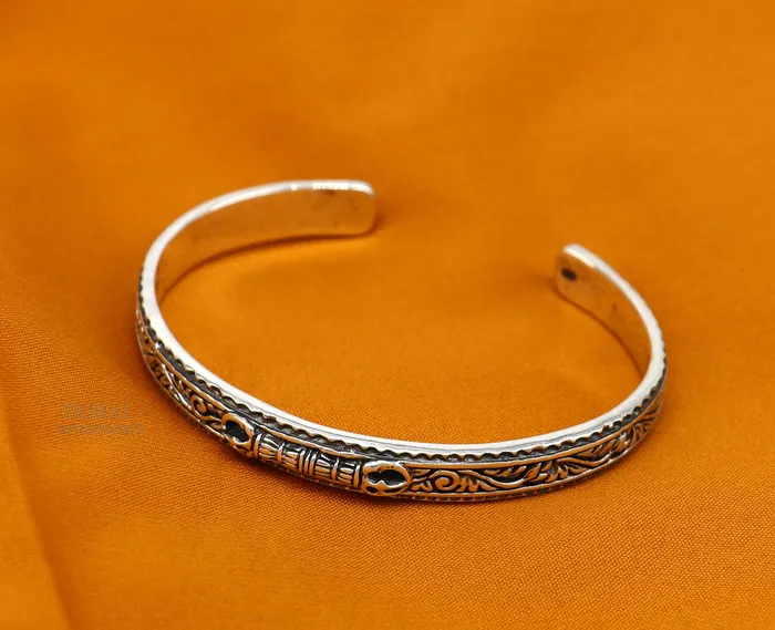 TRIBAL ORNAMENTS Bracelets 925 sterling silver handmade vintage VAJRA design Divine Bangle cuff bracelet kada best unisex tribal gifting jewelry cuff115