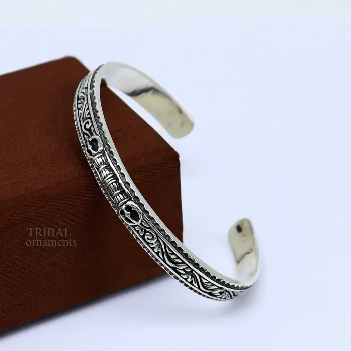 TRIBAL ORNAMENTS Bracelets 925 sterling silver handmade vintage VAJRA design Divine Bangle cuff bracelet kada best unisex tribal gifting jewelry cuff115
