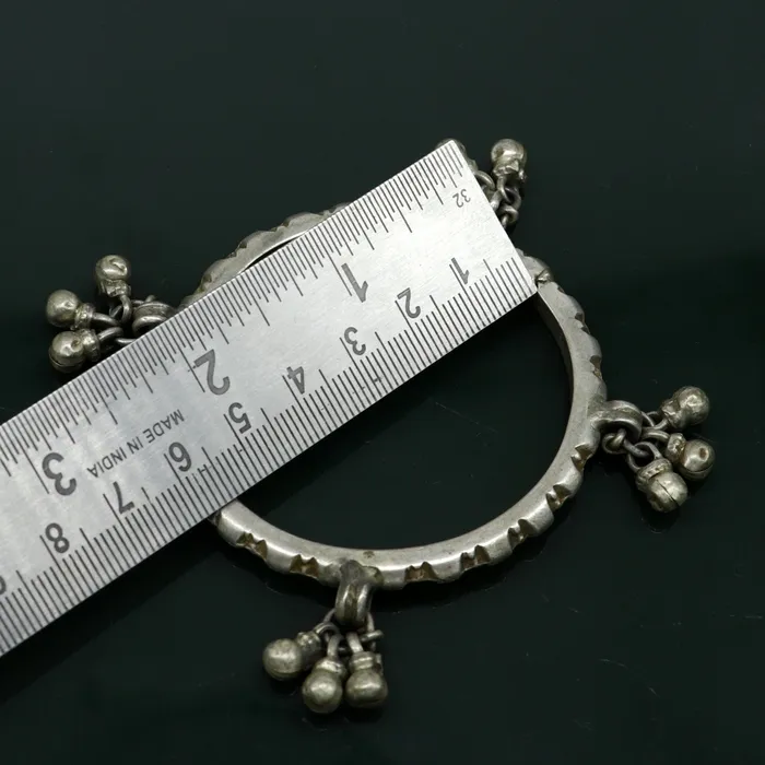 TRIBAL ORNAMENTS Bracelets Solid silver handmade vintage antique traditional banjara bangle bracelet with jingling bells indian ethnic tribal bangles for girls sba23