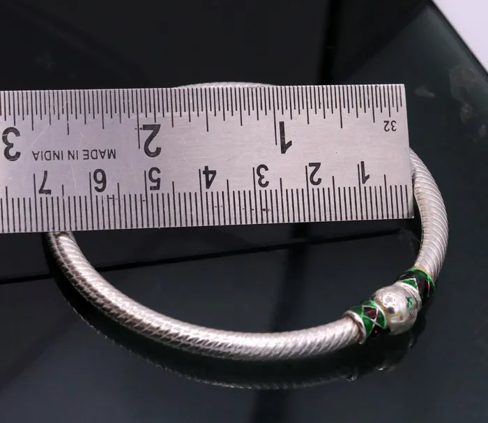 TRIBAL ORNAMENTS Bracelets Sterling silver handmade indian tribal bangle bracelet kada jewelry for womens girls belly dance from rajasthan india ba16