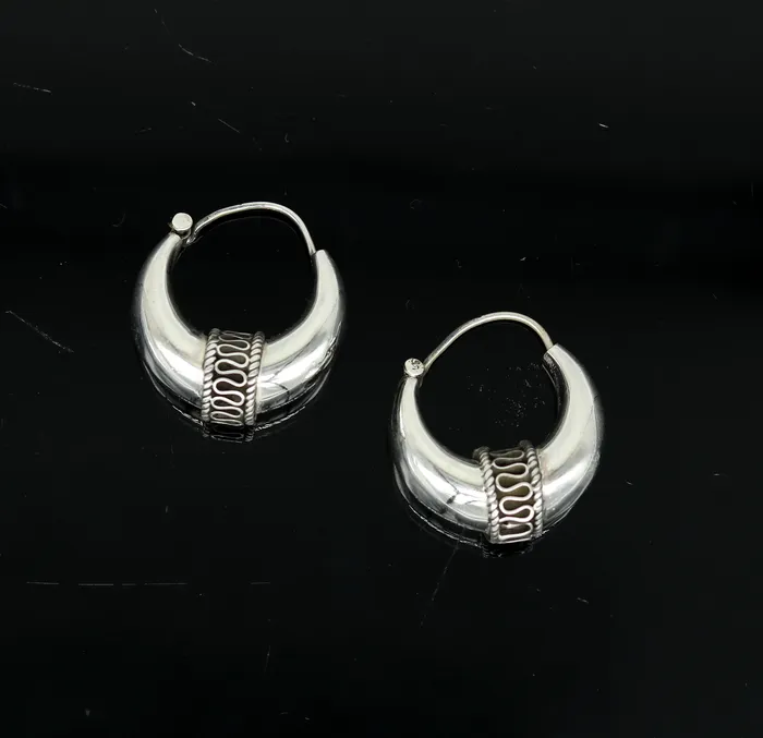 TRIBAL ORNAMENTS Earrings 925 sterling silver handmade pretty attractive hoops stud earring bali excellent customized stylish belly dance personalized gift ske11