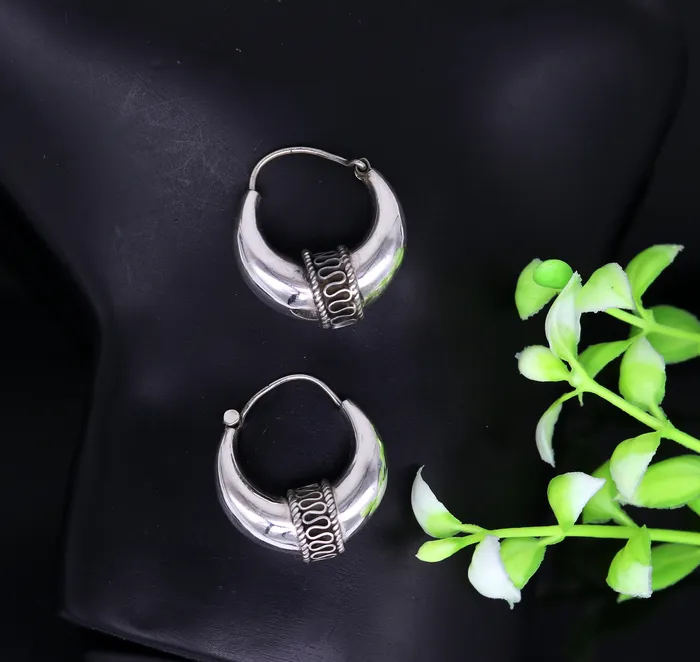 TRIBAL ORNAMENTS Earrings 925 sterling silver handmade pretty attractive hoops stud earring bali excellent customized stylish belly dance personalized gift ske11