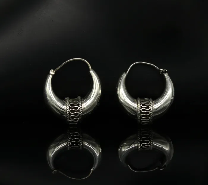 TRIBAL ORNAMENTS Earrings 925 sterling silver handmade pretty attractive hoops stud earring bali excellent customized stylish belly dance personalized gift ske11