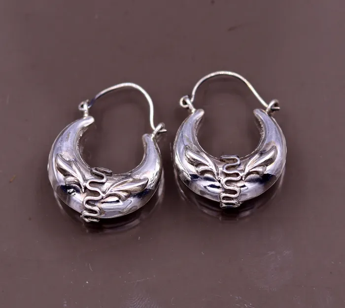 TRIBAL ORNAMENTS Earrings Handmade 925 sterling silver amazing stylish hoops bali earrings tribal ethnic kundal unisex jewelry from Rajasthan India s584 TRIBAL ORNAMENTS Earrings Handmade 925 sterling silver amazing stylish hoops bali earrings tribal ethnic kundal unisex jewelry from Rajasthan India s584