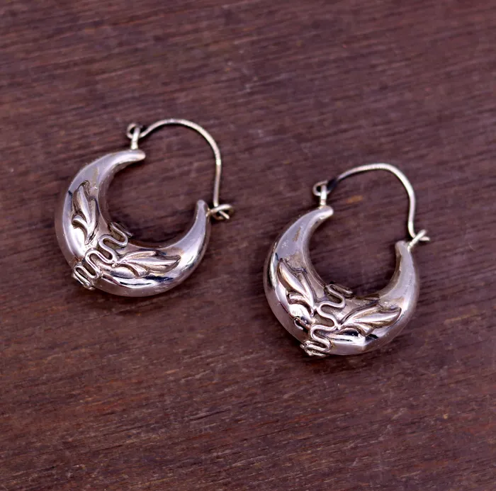 TRIBAL ORNAMENTS Earrings Handmade 925 sterling silver amazing stylish hoops bali earrings tribal ethnic kundal unisex jewelry from Rajasthan India s584