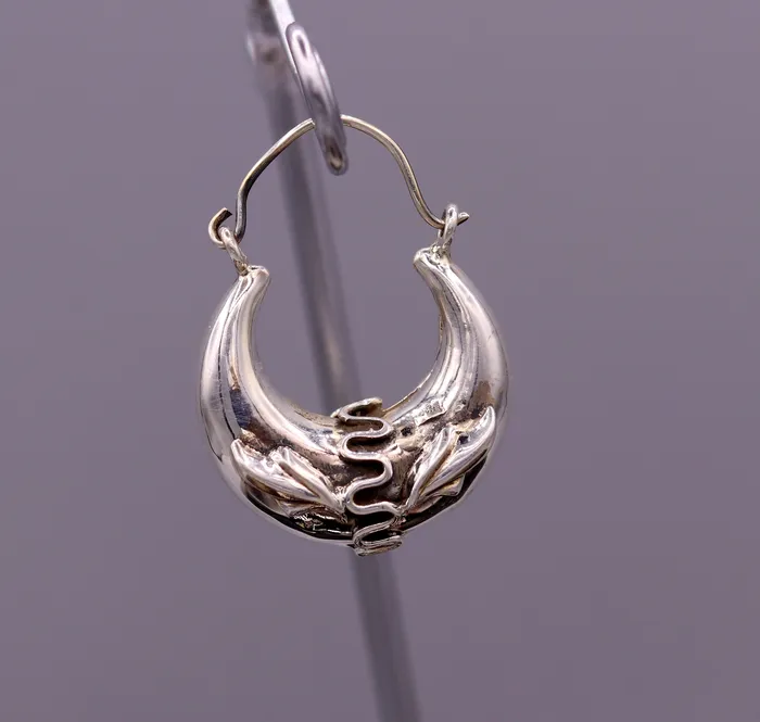 TRIBAL ORNAMENTS Earrings Handmade 925 sterling silver amazing stylish hoops bali earrings tribal ethnic kundal unisex jewelry from Rajasthan India s584