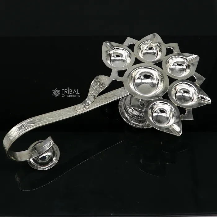 TRIBAL ORNAMENTS Necklaces 925 Sterling silver handmade amazing design home temple art Aarti lamp Divine 5 lamp aarti for puja or worshipping su1167 TRIBAL ORNAMENTS Necklaces 925 Sterling silver handmade amazing design home temple art Aarti lamp Divine 5 lamp aarti for puja or worshipping su1167