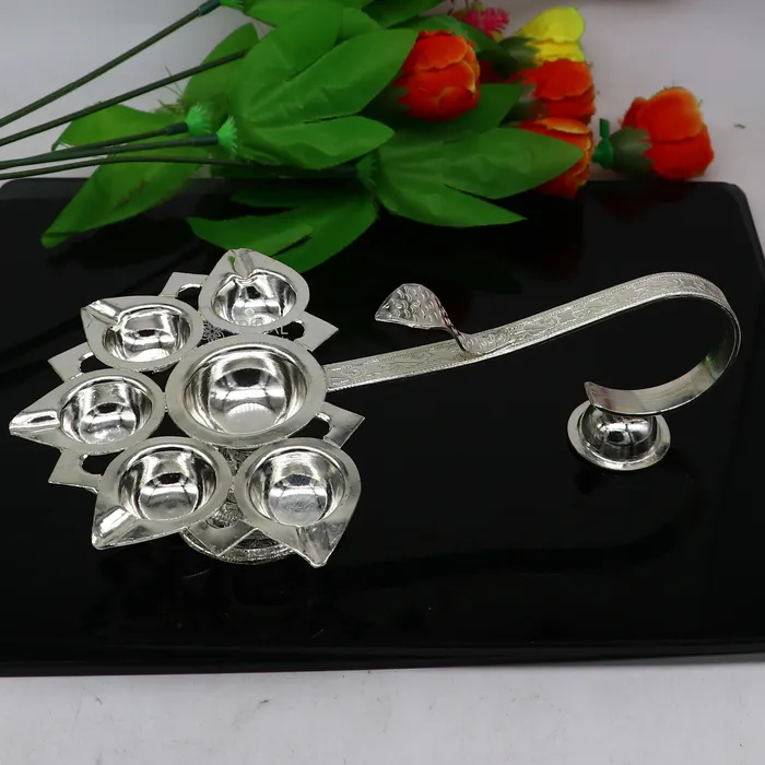 TRIBAL ORNAMENTS Necklaces 925 Sterling silver handmade amazing design home temple art Aarti lamp Divine 5 lamp aarti for puja or worshipping su1167 TRIBAL ORNAMENTS Necklaces 925 Sterling silver handmade amazing design home temple art Aarti lamp Divine 5 lamp aarti for puja or worshipping su1167