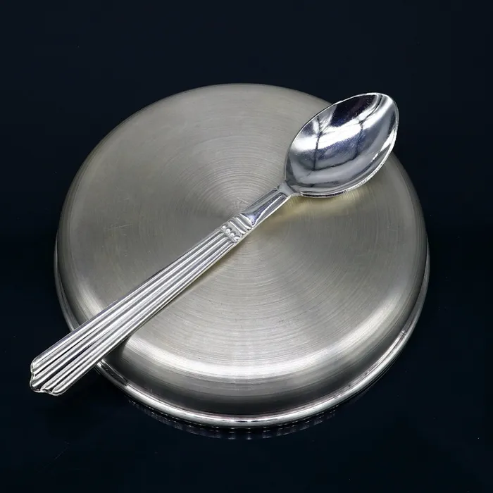 TRIBAL ORNAMENTS Necklaces 999 fine solid silver handmade tray plate for baby food serving silver vessels silver utensilsbest new born baby gift india sv212
