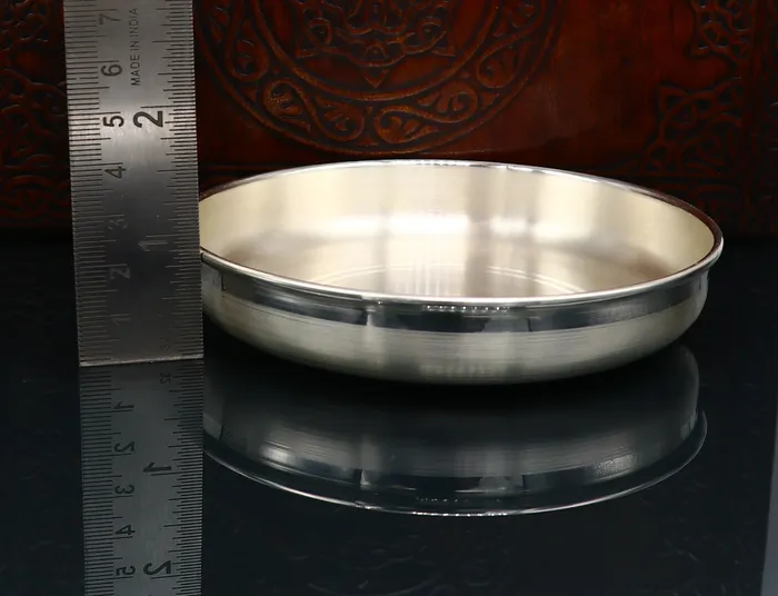 TRIBAL ORNAMENTS Necklaces 999 fine solid silver handmade tray plate for baby food serving silver vessels silver utensilsbest new born baby gift india sv212
