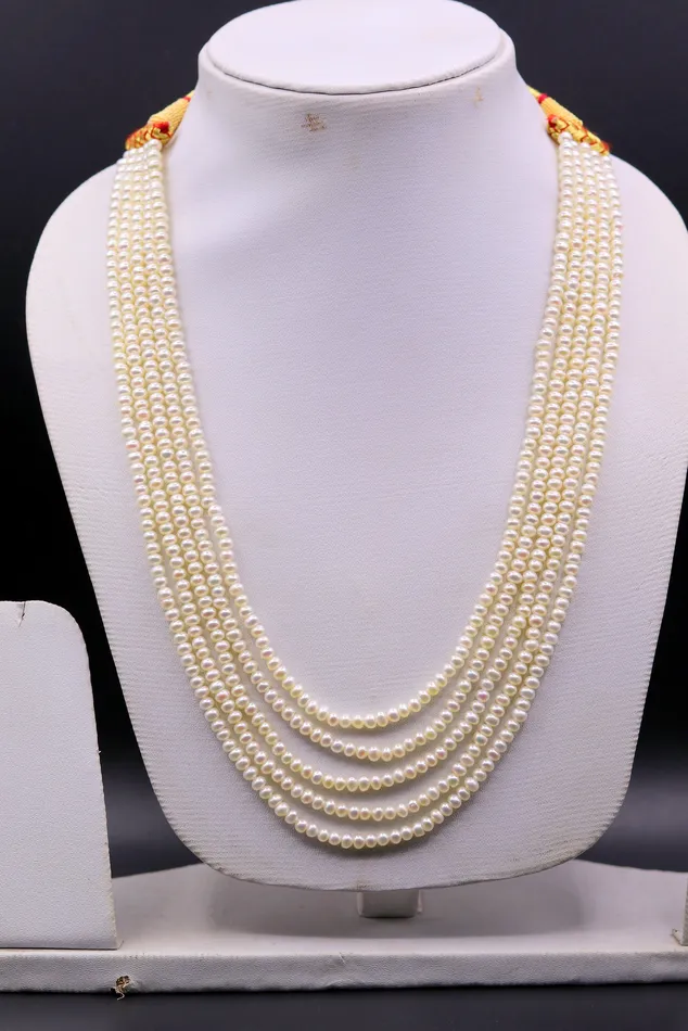 TRIBAL ORNAMENTS Necklaces Natural real pearl five line layer string necklace set gorgeous wedding or daily use necklace jewelry from india belly dance set34 TRIBAL ORNAMENTS Necklaces Natural real pearl five line layer string necklace set gorgeous wedding or daily use necklace jewelry from india belly dance set34