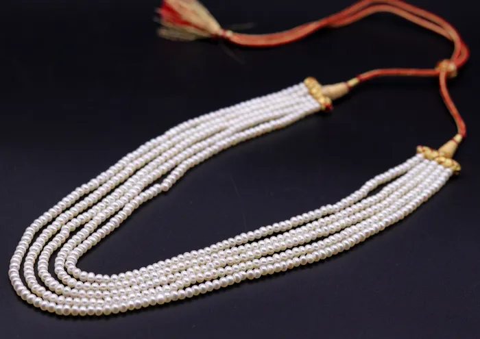 TRIBAL ORNAMENTS Necklaces Natural real pearl five line layer string necklace set gorgeous wedding or daily use necklace jewelry from india belly dance set34 TRIBAL ORNAMENTS Necklaces Natural real pearl five line layer string necklace set gorgeous wedding or daily use necklace jewelry from india belly dance set34