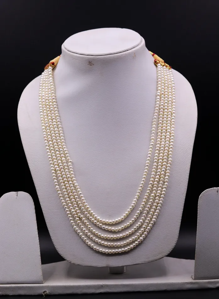 TRIBAL ORNAMENTS Necklaces Natural real pearl five line layer string necklace set gorgeous wedding or daily use necklace jewelry from india belly dance set34 TRIBAL ORNAMENTS Necklaces Natural real pearl five line layer string necklace set gorgeous wedding or daily use necklace jewelry from india belly dance set34
