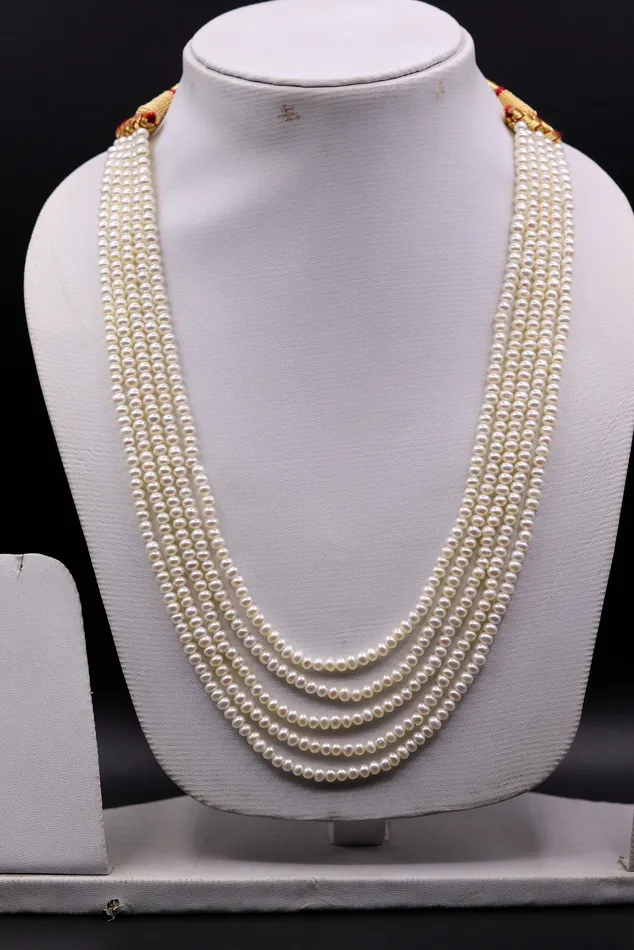 TRIBAL ORNAMENTS Necklaces Natural real pearl five line layer string necklace set gorgeous wedding or daily use necklace jewelry from india belly dance set34 TRIBAL ORNAMENTS Necklaces Natural real pearl five line layer string necklace set gorgeous wedding or daily use necklace jewelry from india belly dance set34