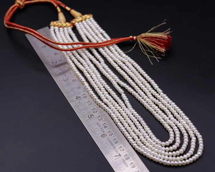 TRIBAL ORNAMENTS Necklaces Natural real pearl five line layer string necklace set gorgeous wedding or daily use necklace jewelry from india belly dance set34 TRIBAL ORNAMENTS Necklaces Natural real pearl five line layer string necklace set gorgeous wedding or daily use necklace jewelry from india belly dance set34