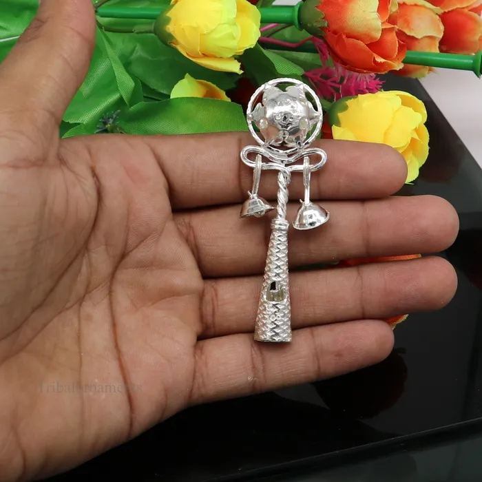 TRIBAL ORNAMENTS Necklaces Solid sterling silver handmade design new born baby gifting bells toy baby krishna gifting toy silver whistle silver temple article su407 TRIBAL ORNAMENTS Necklaces Solid sterling silver handmade design new born baby gifting bells toy baby krishna gifting toy silver whistle silver temple article su407