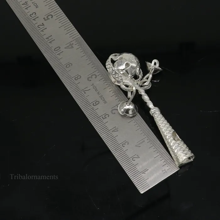 TRIBAL ORNAMENTS Necklaces Solid sterling silver handmade design new born baby gifting bells toy baby krishna gifting toy silver whistle silver temple article su407